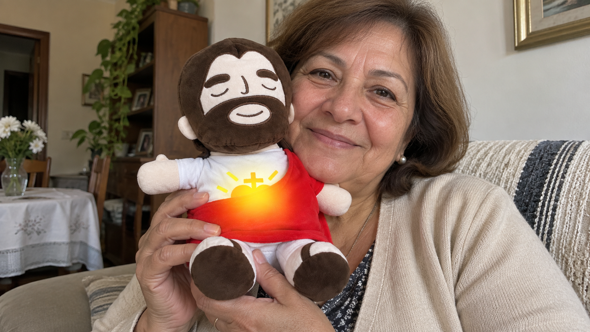 Jesus plush displayed as a meaningful gift